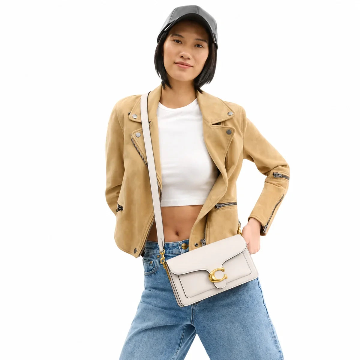 Tabby Shoulder Bag 26 - Brass/Chalk
