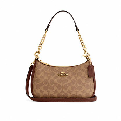 Teri Shoulder Bag In Signature Canvas  - Gold/Brown