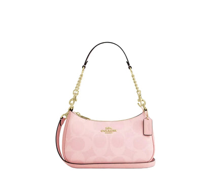 Teri Shoulder Bag In Signature Canvas  - Gold/Powder Pink