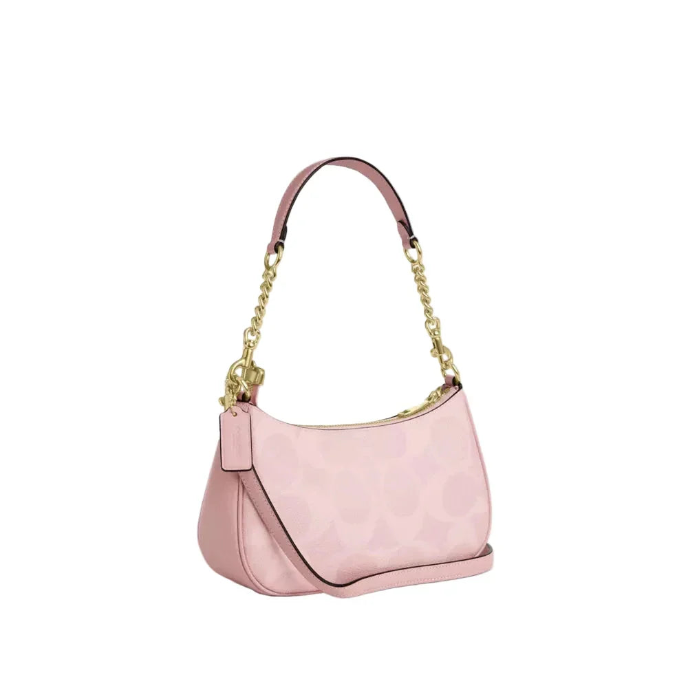 Teri Shoulder Bag In Signature Canvas  - Gold/Powder Pink